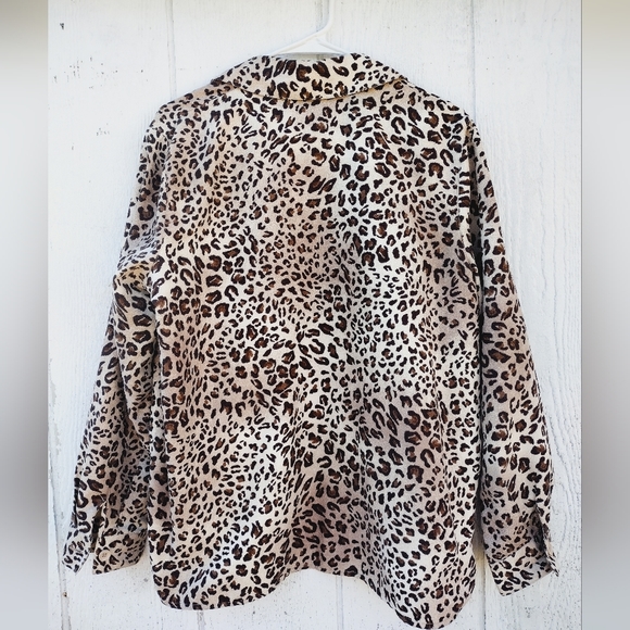 Vintage Cheetah Leopard Print Jacket Shirt Shacket Petite Large - Picture 3 of 6